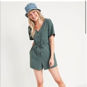 Old Navy Green Button-Front Jumpsuit